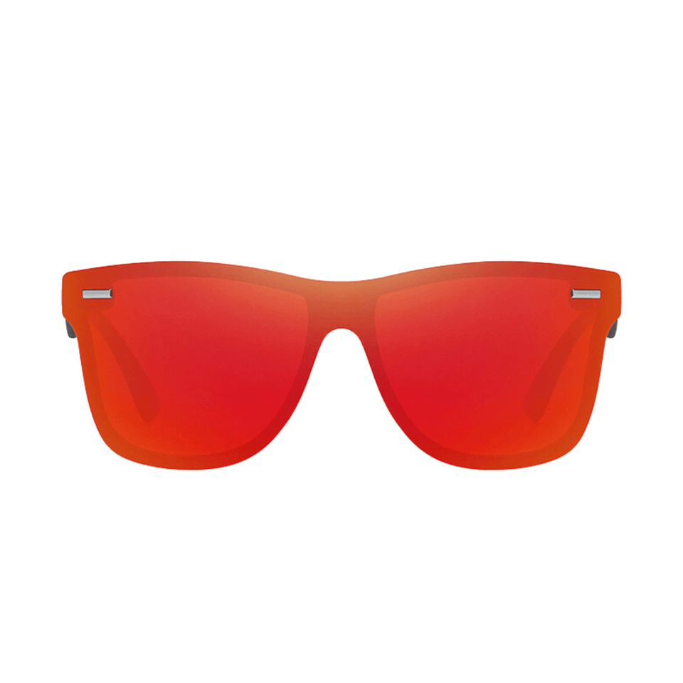 Óculos de sol Gav modelo dia a dia em ângulo frontal na cor preto e vermelho, disponível em: ethosloja.com.br