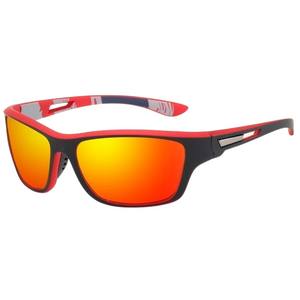Óculos de sol Action PRO modelo esportivo em ângulo lateral na cor vermelho, disponível em: ethosloja.com.br