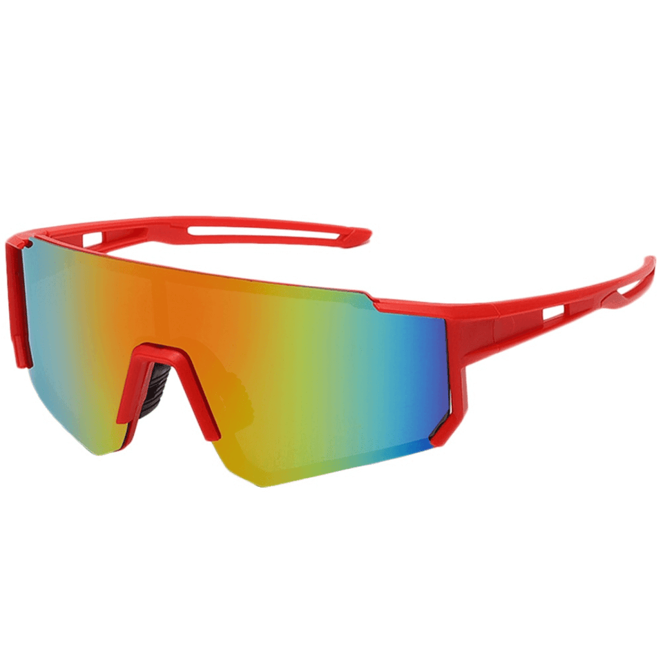 Óculos de sol Air modelo ciclismo em ângulo lateral na cor vermelho, disponível em: ethosloja.com.br