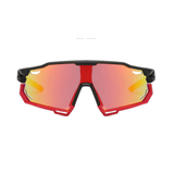 Óculos de sol Challenge modelo ciclismo em ângulo frontal na cor vermelho, disponível em: ethosloja.com.br