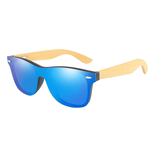 Óculos de sol Drav modelo dia a dia em ângulo lateral na cor azul, disponível em: ethosloja.com.br