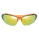Óculos de sol Elite modelo esportivo em ângulo frontal na cor laranja, disponível em: ethosloja.com.br