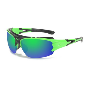 Óculos de sol Elite modelo esportivo em ângulo lateral na cor verde, disponível em: ethosloja.com.br