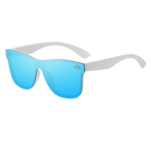 Óculos de sol Gav modelo dia a dia em ângulo lateral na cor branco e azul, disponível em: ethosloja.com.br