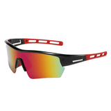 Óculos de sol Heavy modelo ciclismo em ângulo lateral na cor preto com vermelho, disponível em: ethosloja.com.br