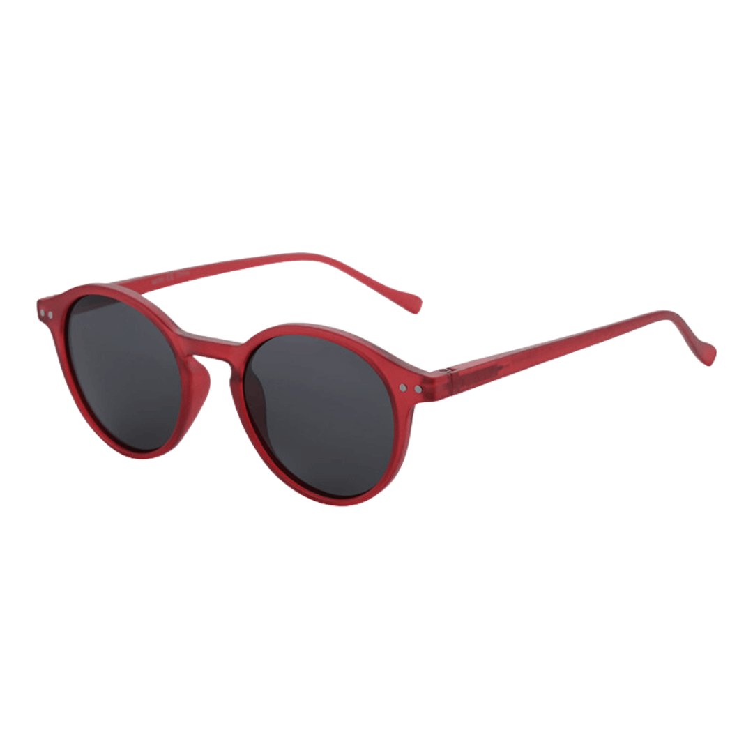 Óculos de sol Horizon modelo dia a dia em ângulo lateral na cor vermelho, disponível em: ethosloja.com.br