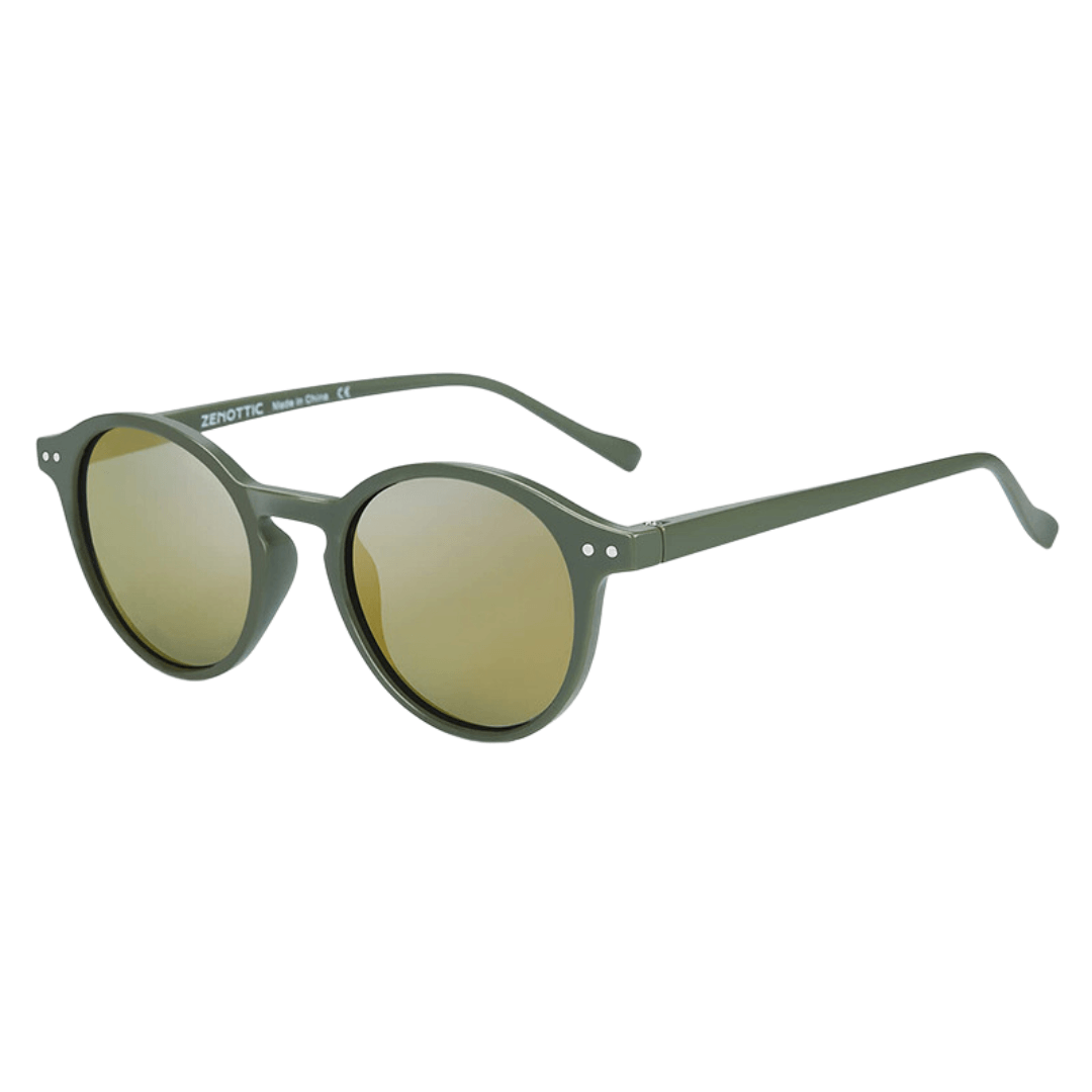 Óculos de sol Horizon modelo dia a dia em ângulo lateral na cor verde militar, disponível em: ethosloja.com.br