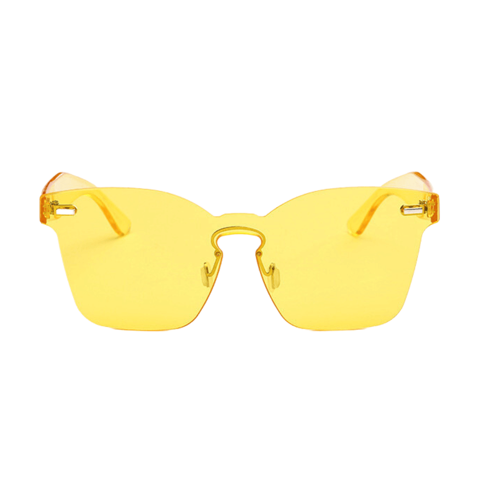 Óculos de sol Kase modelo dia a dia em ângulo frontal na cor amarelo, disponível em: ethosloja.com.br