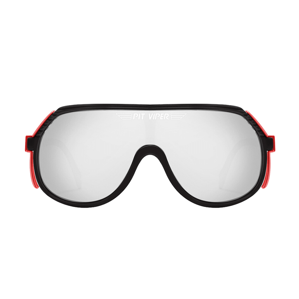 Óculos de sol Style modelo ciclismo em ângulo frontal na cor vermelho com preto, disponível em: ethosloja.com.br