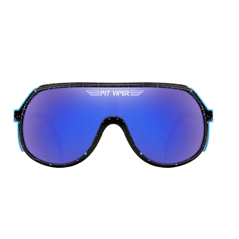 Óculos de sol Style modelo ciclismo em ângulo frontal na cor azul com preto, disponível em: ethosloja.com.br