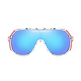 Óculos de sol Style modelo ciclismo em ângulo frontal na cor branco com vermelho, disponível em: ethosloja.com.br