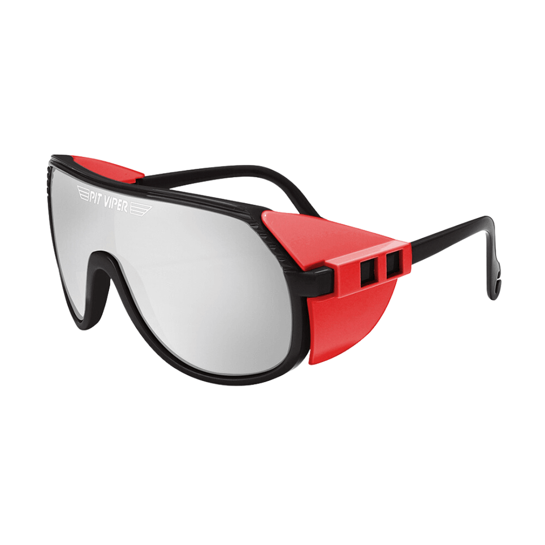 Óculos de sol Style modelo ciclismo em ângulo lateral na cor vermelho com preto, disponível em: ethosloja.com.br